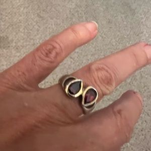 Garnet gold and silver ring
